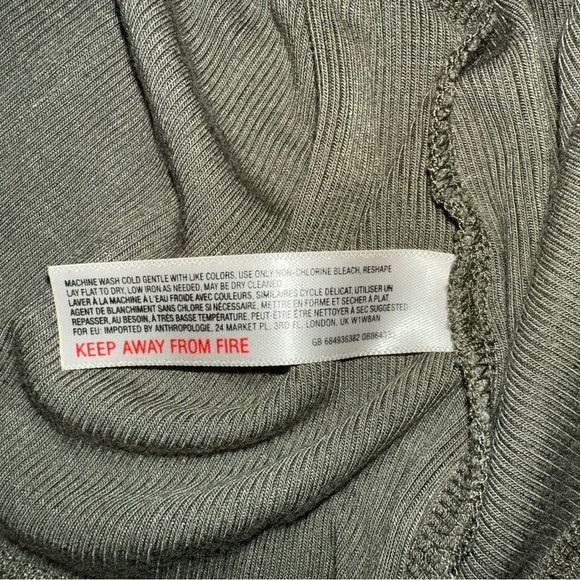 Anthropologie Copeland Ribbed Off the Shoulder Cowl Neck Olive 3/4 Sleeve M - Picture 5 of 6